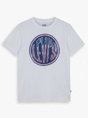 🔸️Levi's White & Blue Graphic Logo Short Sleeve Top Youth Large